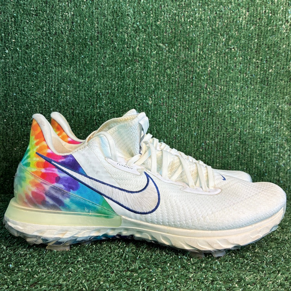 Nike Air Zoom Infinity Tour Flyknit Tie Dye Peace Love Golf Shoes White Mens 12
